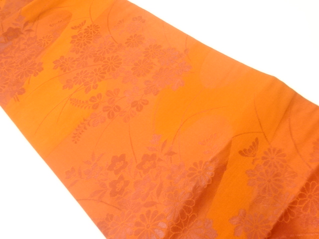 JAPANESE NAGOYA OBI / WOVEN AUTUMN FLOWERS
